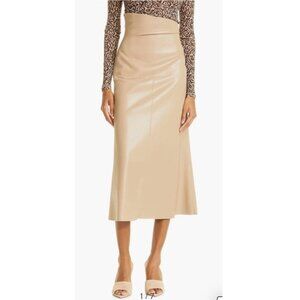 Nanushka Melody Faux Leather Tan Long Skirt Sz Large
